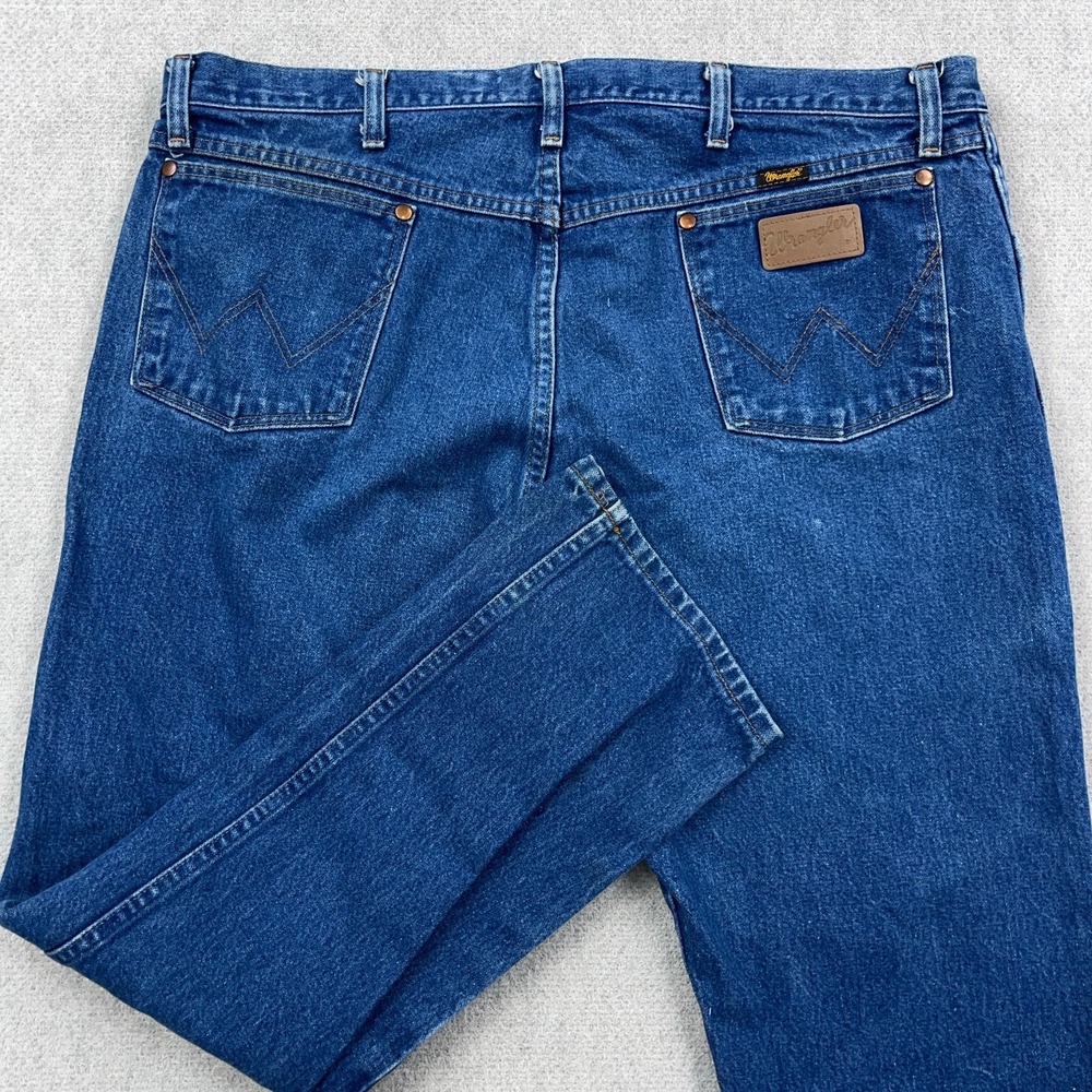 Wrangler Jeans Men 40x28 Cowboy Cut Slim Fit 13MWZ Med Wash Faded Western STAINS